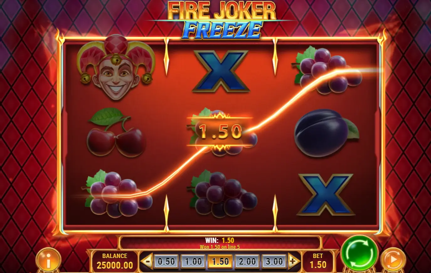 Fire Joker Freeze Gameplay mit eingefrorenen Walzen