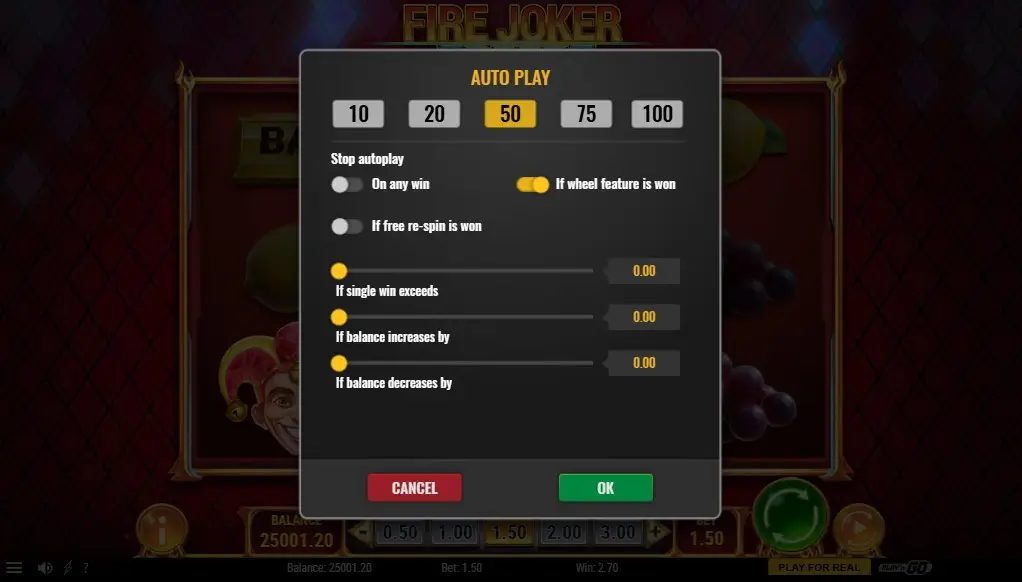 Autoplay Einstellungen